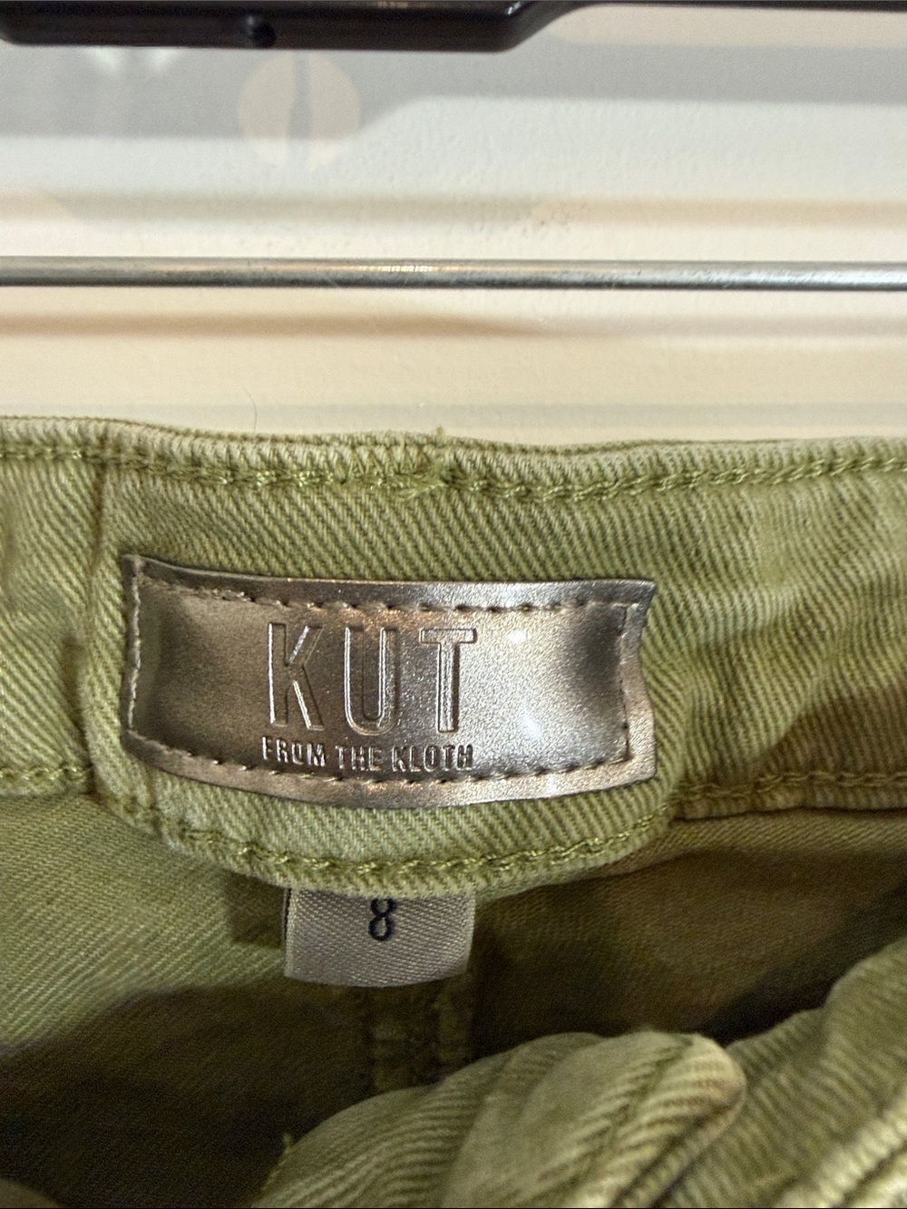 KUT From the Cloth Meg High Rise Wide Leg-Olive 8 - Picture 6 of 11